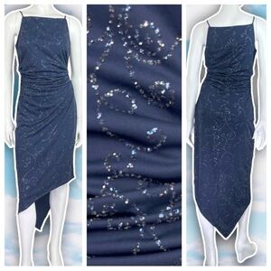 NIGHT WAY COLLECTIONS Y2k Vintage Glitter Midi Dress Prom Dance Party Wedding